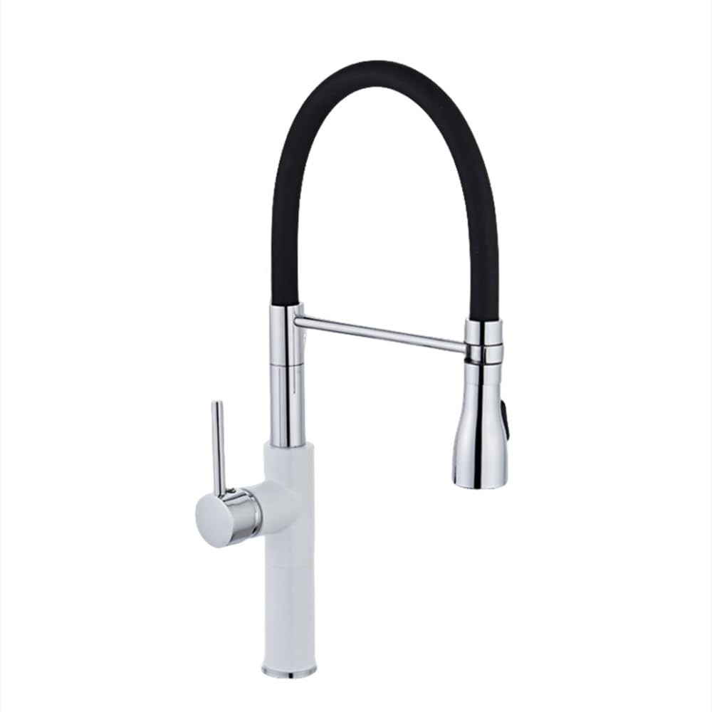 Mitigeur d'eau chaude et froide blanc et chrome au design épuré