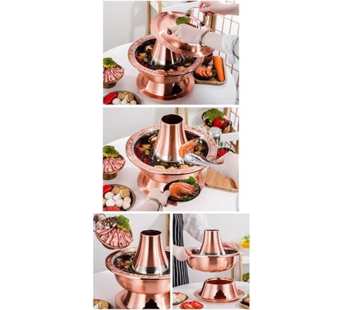 Olla china para fondue de carbón cobre 32 cm plata miniatura 7