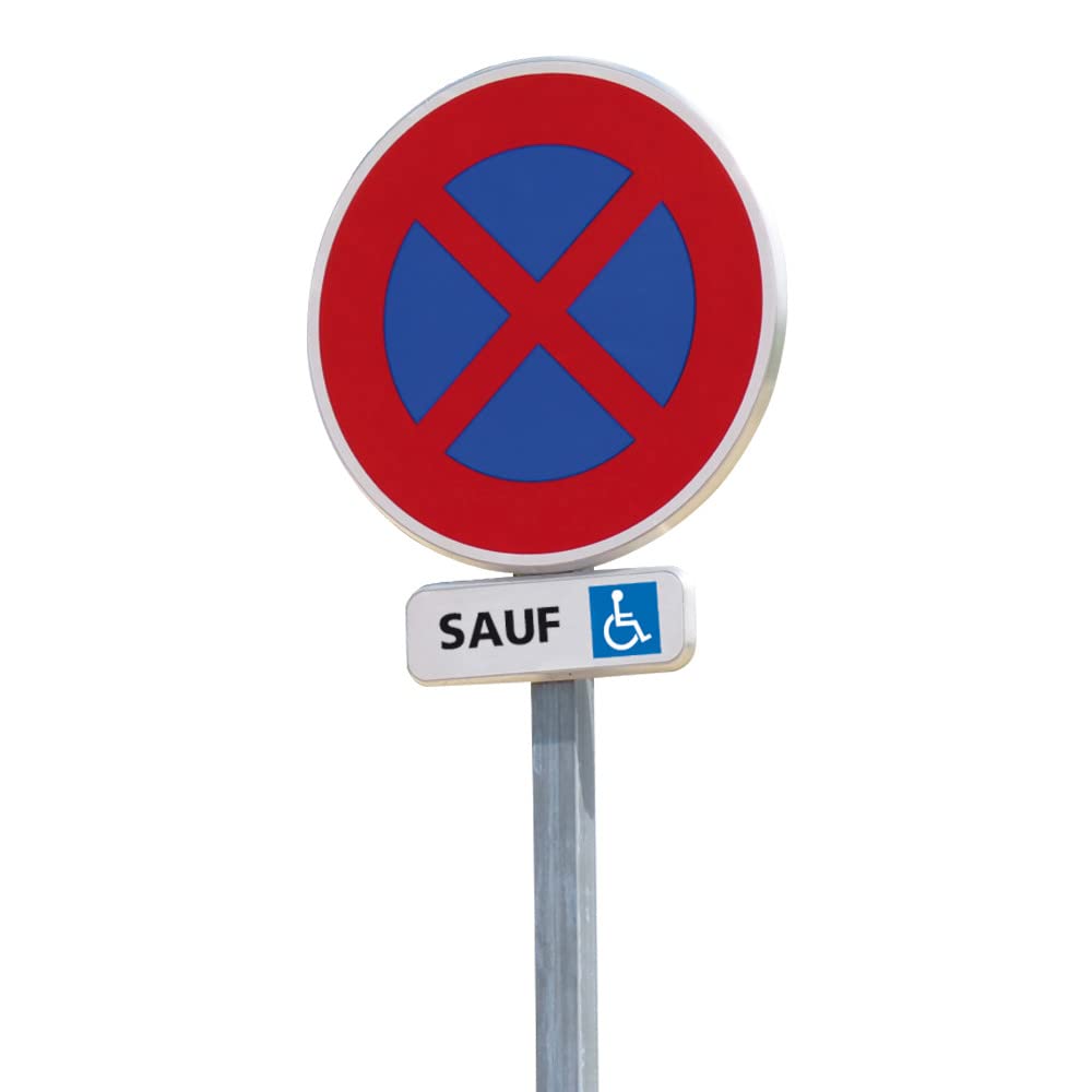 Signalétique.biz - Kit Stationnement Handicapé PMR - Panneau + Panonceau + Poteau + Fixation