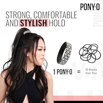2 Medium PONY-Os for Fine to Normal Hair or Slightly Thick Hair (Black and Gray)