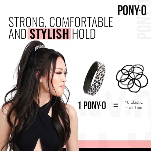 2 Medium PONY-Os for Fine to Normal Hair or Slightly Thick Hair (Black and Gray)