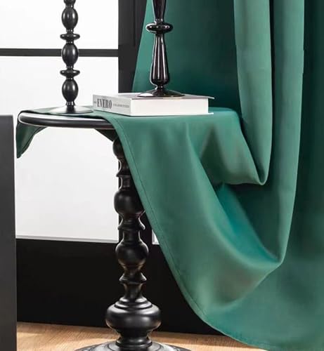 Homxi Cortinas Dormitorio Opacas 2 Paneles Baratas,2 x 132W x 160H CM,Cortina de Color Sólido Verde Cortina Ventana Ojales