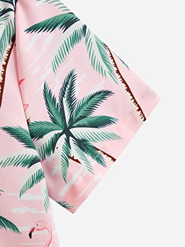 Verdusa Boy's Tropical Hawaii Floral Button Up Shirts Short Sleeve Collared Vacation Tops4