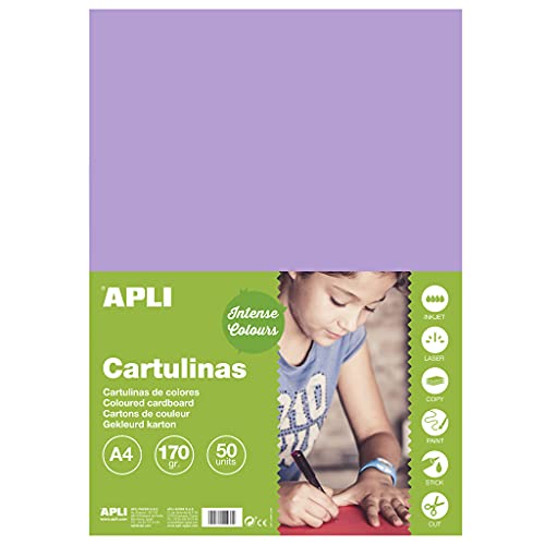 APLI 14244 - Karton DIN A4, 170 g/m², violett im 50er-Pack