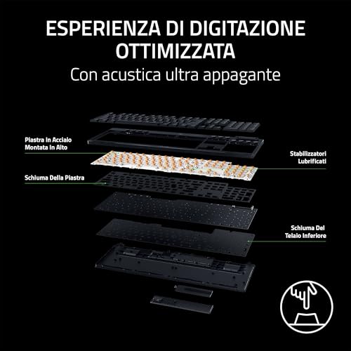 BlackWidow V4 Low-profile HyperSpeed - Tastiera meccanica da gaming wireless a basso profilo (Wireless e BT, Rotella multifunzione e 11 pulsanti di controllo) Interruttore giallo | layout US - Tastiera gaming - Immagine 5
