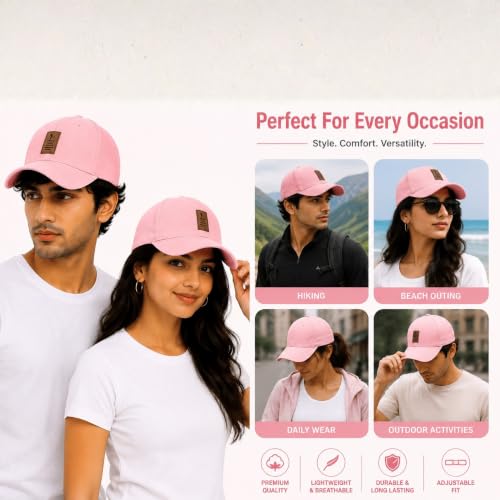 Image of Cap for Men Women Topi Unisex Head Branded Boy's Girl's Caps Adjustable Strap Summer Sports Cricket Gym Dance Cotton Free Size