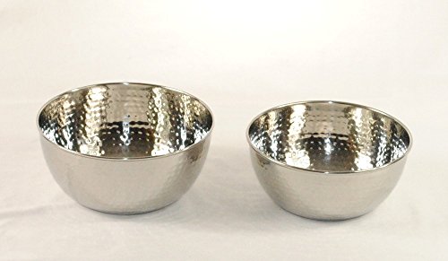 Set de 2 tazones de acero inoxidable martillado 7" y 8" miniatura 4