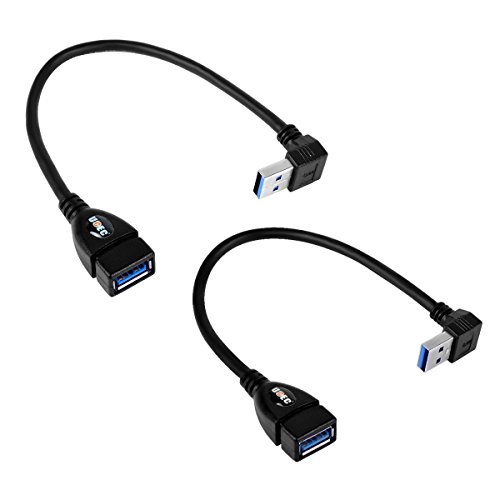 UCEC USB 3.0 Extension Data Cable - Up & Down Angle - Type A Male to Female - Pack of 2 (Black)