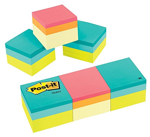 Post-it Notes Cube, America's #1 Favorite Sticky Note, 4,8 x 4,8 cm, gr n und kanarische Welle, 3 St ck (2051-3PK)