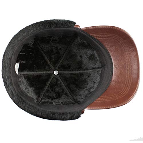 Gorra de Piel Hombre - Gorro de Invierno con Orejeras Gorro de Béisbol, con Visera, Solapas, Forro Otoño-Invierno-Gorro de Piel Sintética Household faucets