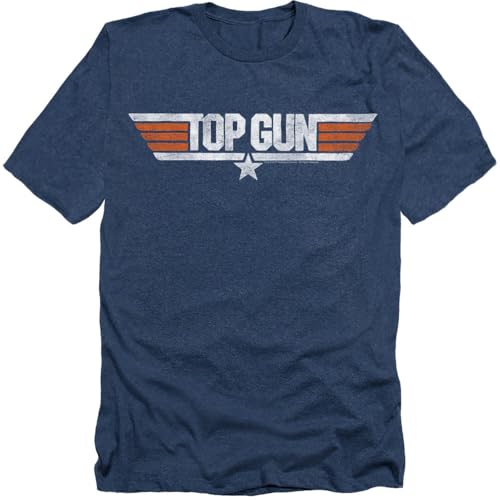 Popfunk Top Gun Distressed Logo T-Shirt (XX-Large Heather Navy)