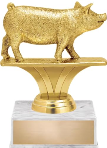 Crown Awards 5.5" Animals Pig Award with White Luxury Base