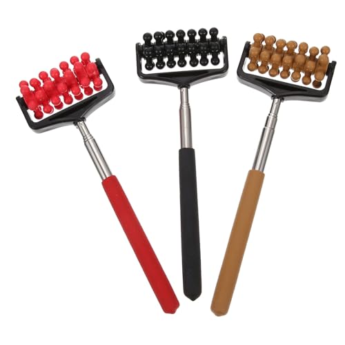 NULYLU 3Pcs Portable Rolling Wheel Back Scratcher with Stick Lightweight Fitness Tool for Itch Relief and Back Massage Suitable for All Ages Random Color