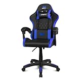 DRIFT GAMING DR35 – Silla Gaming Ergonómica Profesional con Soporte Lumbar y Reposabrazos 2D Ajustables, Reclinable 135°, Base Robusta, Ruedas Silenciosas, Tapizado en Cuero Sintético, Negro y Azul