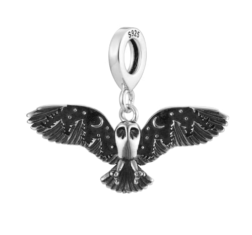 Owl Forest Whisper Witch Mountain Moon Gothic 925 Sterling Silver Charm Bead For Pandora & Similar Charm Bracelets or Necklaces2