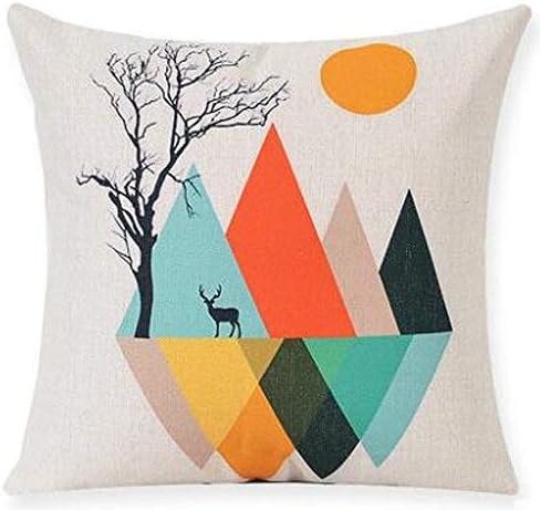 Miniatura 1 de Funda de cojín de lino y algodón con diseño de elefante y ciervos, para exteriores o casa rodante, 18 x 18 pulgadas, de QINU KEONU