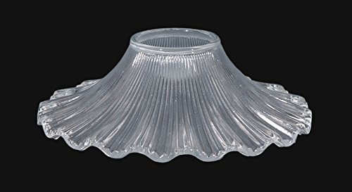 Image of B&P Lamp American Made Clear Pressed Glass Petticoat Shade, 7-1 /2 Inch Diameter, Fits Over Chimney, 2-1 /16 Inch Inside Diameter