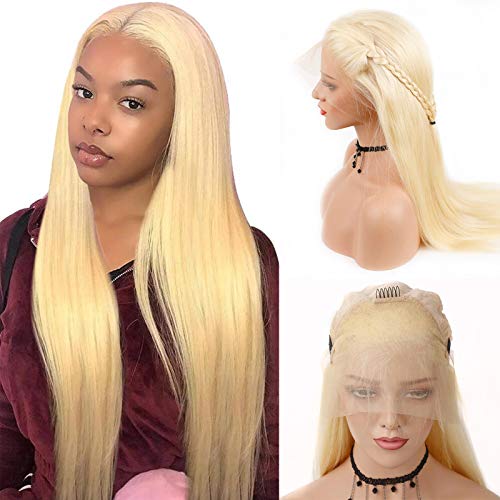 Mydiva 613 Blonde 13x4 Lace Front Wig Human Hair Pre Plucked Brazilian Straight 613 Blonde Human Hair Wigs for Women 150% Density Transparent Lace Frontal Wig with Baby Hair (18 inch, 13x4 Straight)