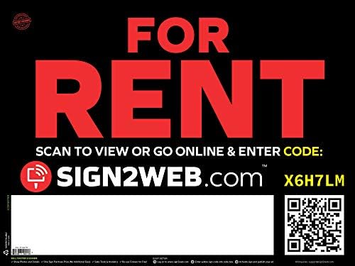 WEB ENABLED For Rent Real Estate Sign - Large 24” x 18” LASER PRINTED High Visibility For Rent Yard Sign - Double Sided House For Rent Sign - THE EVOLVED FOR RENT SIGN SOLUTION!