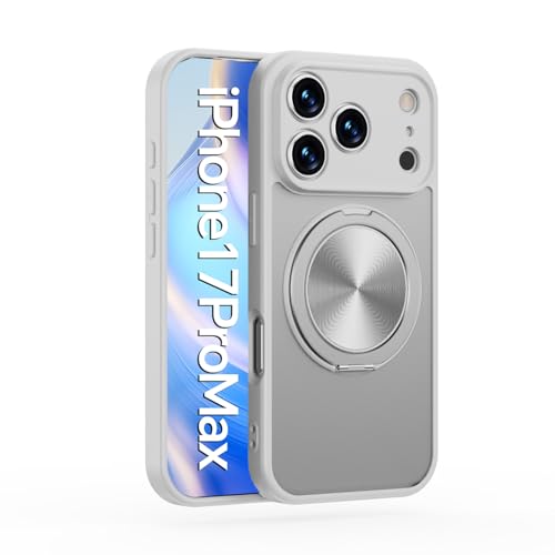 Bolvee iPhone 17 Pro Max 用 ケース リング付き 360°回転 スタンドケース いphone17pro max 用 MagSafe対応 カメラ保護 携帯スマホケース マグネット搭載 ワイヤレス充電対応 半透明 防指紋 米軍MIL規格