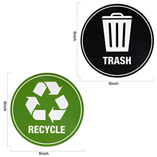 GSM Brands Recycle Trash Labels Pack of 4 Stickers, Large Vinyl Decals for Can Featuring Recycling Symbol and Trash Icon