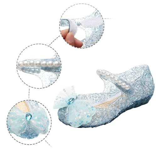 Jelly Shoes for Girls Kids Toddler Princess Dress Up Sandals Birthday Party Sequin Bow Pearls Strap Mary Jane Shoes3