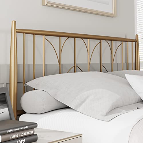 Senfot Bed Frame, Gold Metal Queen Size Platform Bed Frame With Headboard, Heavy Duty Metal Slat Support, Mattress Foundation, Noise Free Design, Easy Installation, Gold #TOP5