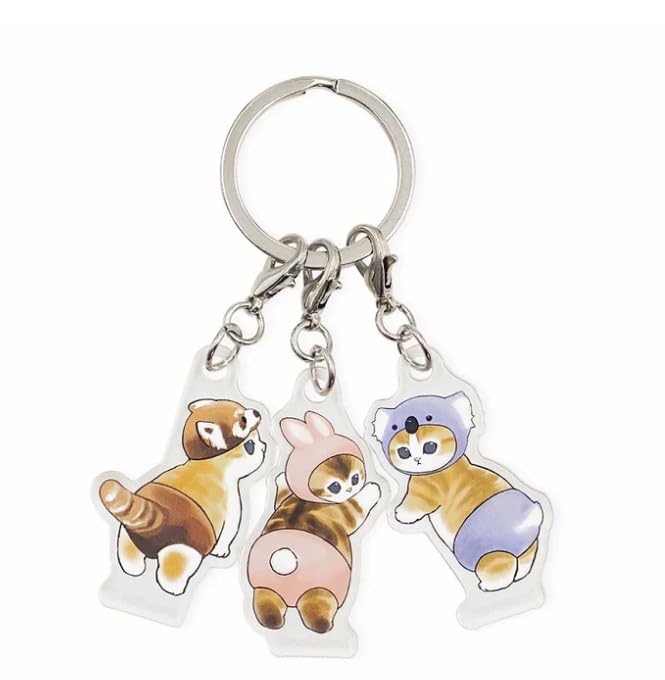 Mofusand Kigurumi 3 Row Acrylic Keychain Die Cut Made in Japan Cat Charm