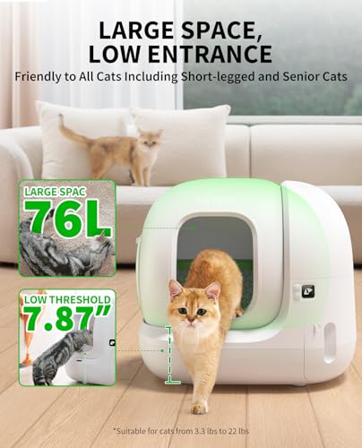 PETKIT 2025 Upgraded Automatic Cat Litter Box 2-Way Odor Remover & 20 Trash Bags,App Control Smart Robot with Anti-Scratch Inner Mat, Self-Cleaning Cat Litter Box True Integration & Structure Safety - Image 5