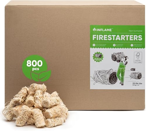 Inflame Fire Starters 800 pcs - Fire Starters for Campfires, Charcoal, BBQ