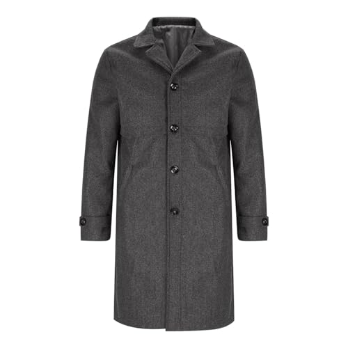 Coat for Men Midi Long Notched Collar Single Breasted Jacket Classic Fashion Slim Solid Color Pea Coat with Pockets3