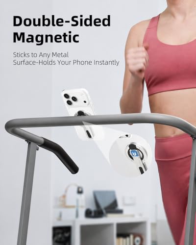 Image of RIGGEAR Magnetic Phone Grip and Stand for MagSafe Phones Cases, 3in1 Magnetic Finger Ring Holder with Double Sided Magnet, Fidget Buttons, 360 Rotation Magnetic Gym Phone Stand (Glacier White)