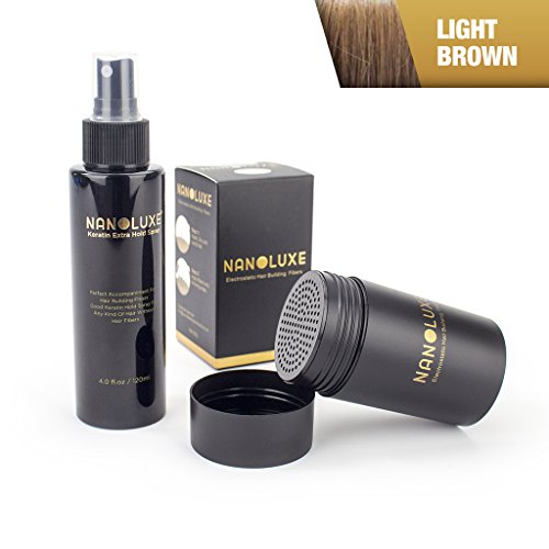 Nanoluxe Marron clair Cheveux Fibres 25u00a0g & Kératine Tenue Spray120u00a0ml