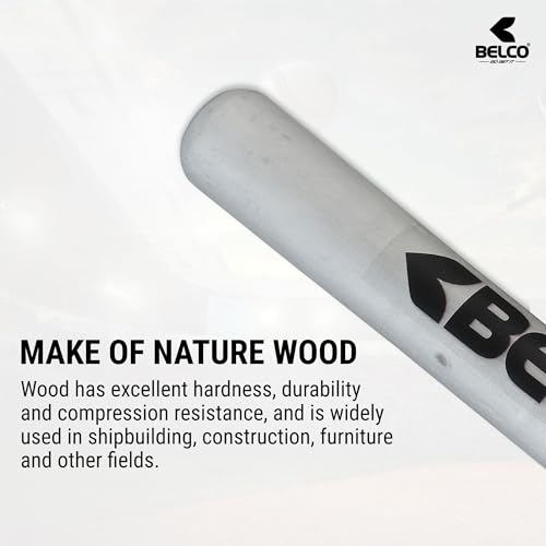 Belco Wooden Baseball Bat - Heavy Duty, Silver - Image 4