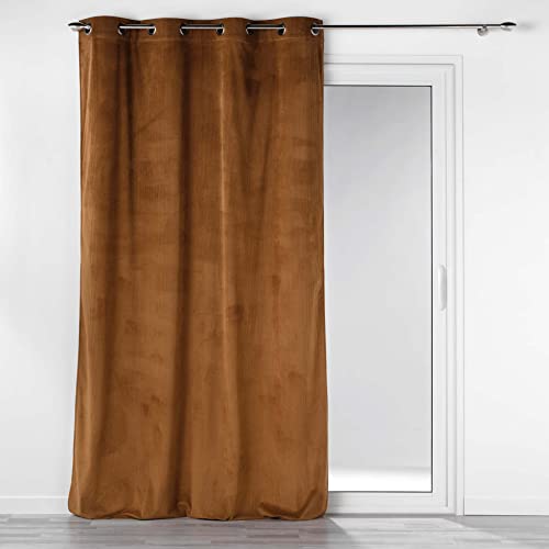Rideau à oeillets casual camel 140x260 cm en velours côtelé - 2