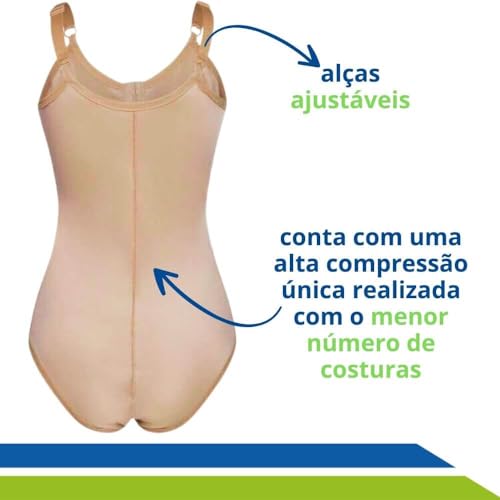 Cinta Pós-Cirurgia Plástica Body Modeladora com Alças Reguláveis e Colchetes - 60602 Bege - New Form