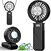 COZII Handheld Fan Portable, 5000mAh USB Rechargeable Hand Held Fans 6-18H with Ice Cooling, 5 Speeds Personal Mini Fan Foldable, Hanging Neck Fans for Travel Office Outdoor