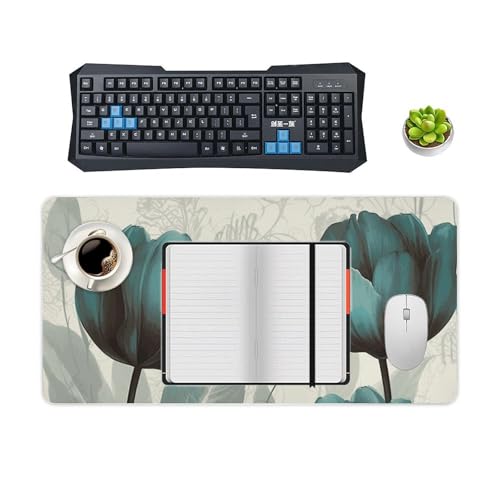 Desk Pad Protector 24x12 Inch Extended Flower Keyboard Mouse Mat miniatura 4