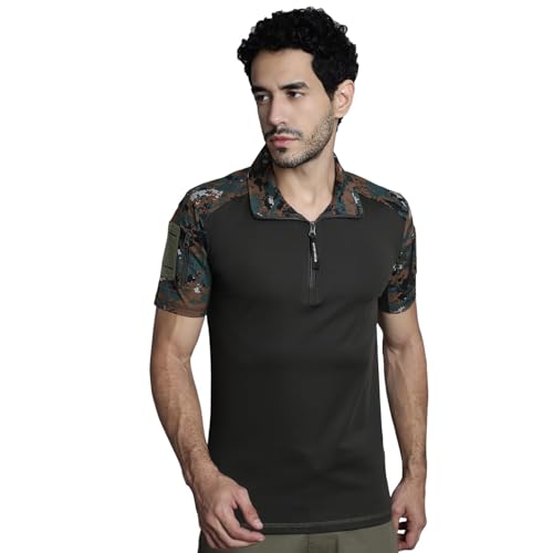 Image of MOUNTMILLER Men's Short Sleeve Ripstop Tactical Polo T-Shirt | Anti-Odor | Moisture-Wicking | UV Protective| Ideal for Hiking & Trekking, Outdoor