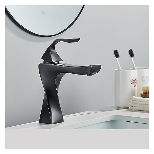 Mitigeur de salle de bain cascade noir robinet de vasque eau chaude froide