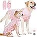 THKWOO 犬 術後服 メス 犬用術後ウェア 夏用 犬介護服 エリザベスカラーの代替品 内部メザニン 尿パッドを収納可能 薄手のツルッとした素材 抜け毛防止 傷舐め防止 皮膚保護 離乳 去勢 避妊 手術後服 カット可能なU字型開口部 小型犬 中型犬 大型犬 女の子 母犬専用