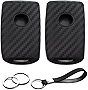 2pcs Compatible with 2022 2021 2020 Mazda 3 6 CX-30 CX-5 CX-9 MX-5 Miata Carbon Fiber Looks Black Silicone FOB Key Case Cover Protector Keyless Remote Holder for Base GS GT GX Touring Sedan Hatchback