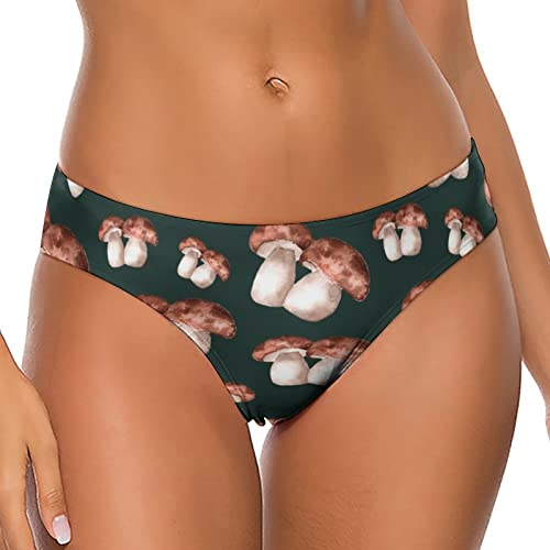 Porcini Mushroom Sexy Thong Panties G String Underwear T Back Low Rise for Women M