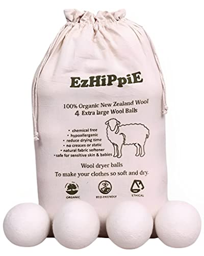 Pelota secadora de lana de fieltro natural para secar en secadora - Suavizante reutilizable paquete de 4 [XL] Cover