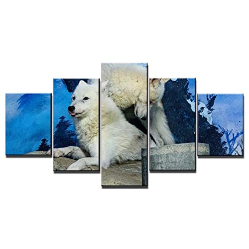 5 Piezas Lienzo Arte de la Pared Blancanieves Lobo Pareja Pintura Lienzo Modular Pintura Decoración...