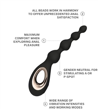 LELO SORAYA Beads, Masajeador Anal con Cuentas con Tecnología Bow-Motion y 8 Modos de Vibración, Estimulador Anal, Vibrador Anal, Bolas Anales (Black)