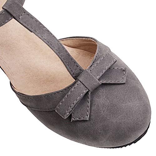 Caradise Womens T Strap Mary Jane Chunky Heel Pumps with Bow3