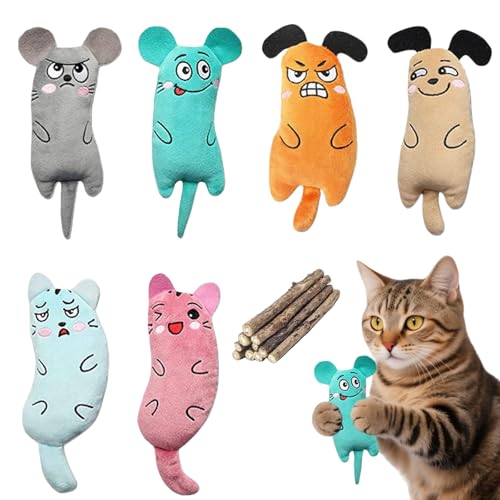 CaiTang 16pcs Juguete Hierba Gatera, Juguetes para Gatos Catnip, Masticar Palos Gato, Palitos Matatabi de Madera, Juguetes del Catnip, Catnip Juguetes Simulación Peluches, Juguetes Gatos Interactivos