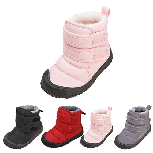 Padded Fuzzy Snow Booties For Boys Kids Open Toe Loafers Winter Ski Shoes Toddler Chunky Sole Non Slip Warm Shoes3