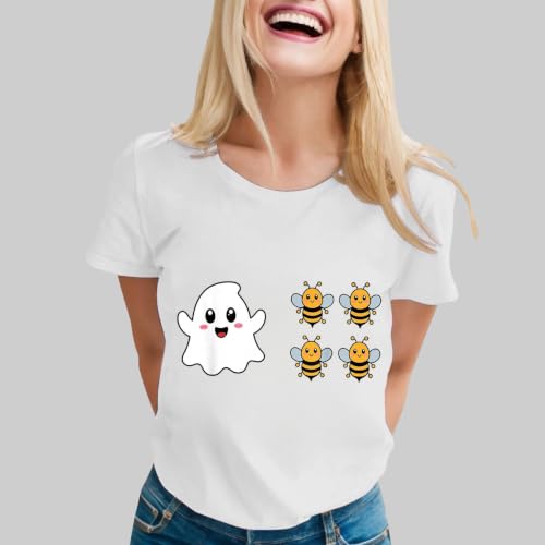 Boo Ghost Shirts for Women Happy Halloween Short Sleeve Costume T-Shirt - image 4